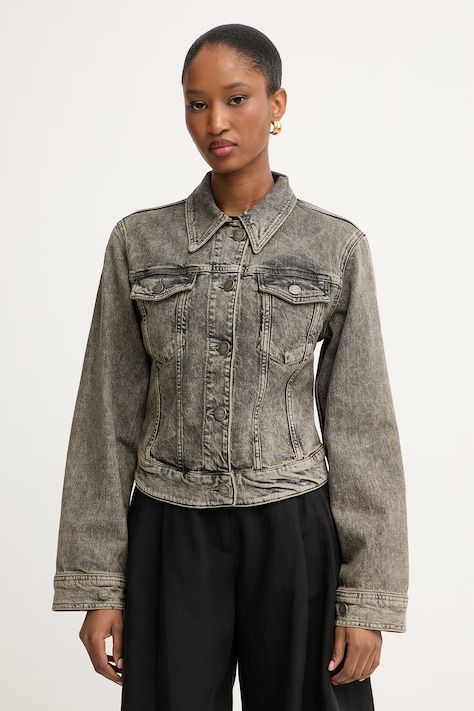 Pinko κοντό μπουφάν γυναικείο ντένιμ γκρί 106388 A34Y