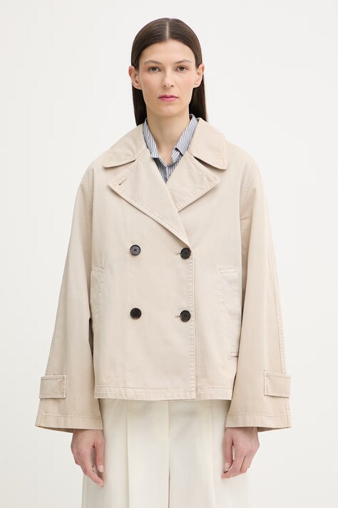 Marc O'Polo krótki trencz damski bawełniany beżowy 5000013377