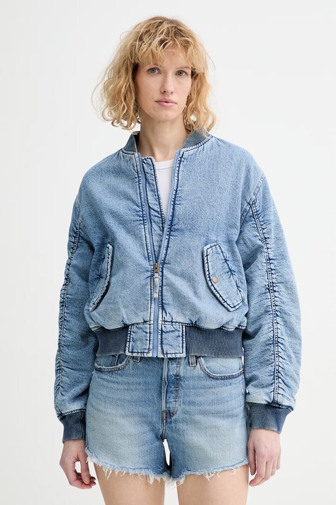 Levi's kurtka bomber jeansowa SCOUT WESTERN kolor niebieski przejściowa 005AZ-0000