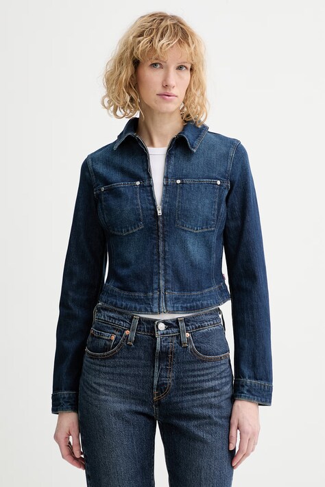 Levi's kurtka jeansowa Y2K STRETCH FITTED kolor niebieski przejściowa 005R4-0001