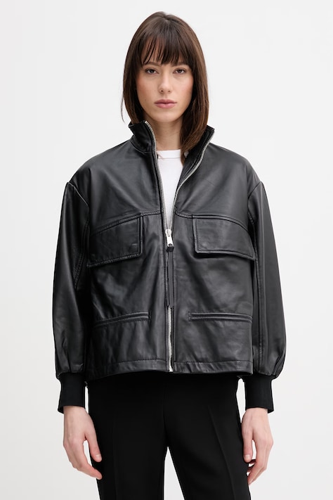 Δερμάτινο μπουφάν bomber AllSaints FLOR χρώμα: μαύρο, W042LE
