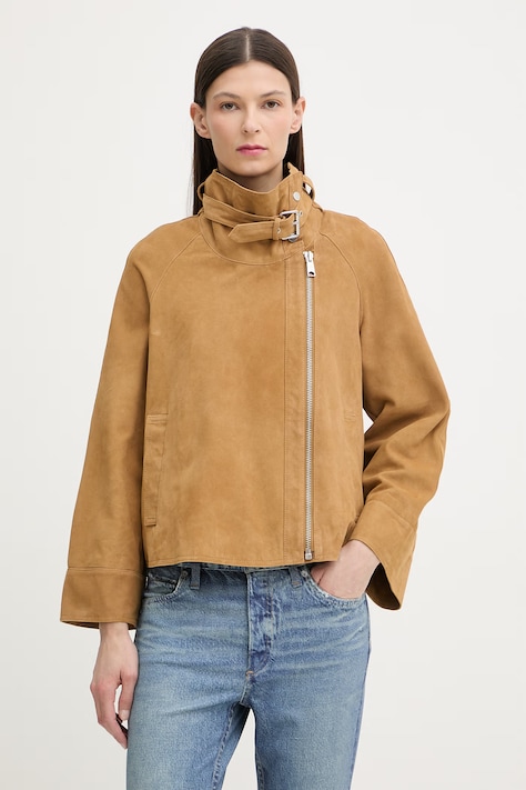 AllSaints ramoneska damska zamszowa RHODES beżowa W115LD