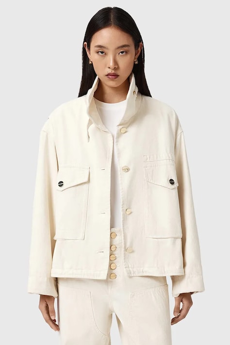 Bunda AllSaints CLAY bílá barva, přechodná, W034OE