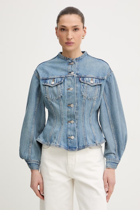 Levi's kurtka przejściowa damska jeansowa SCULPTED niebieska 001T6