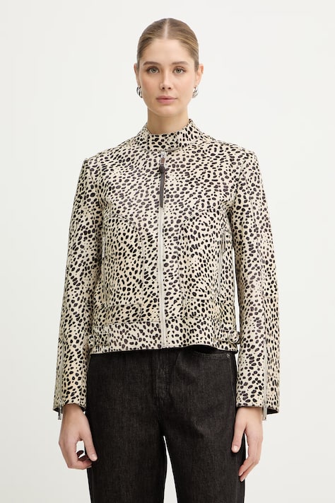 Kožená bunda MAX&Co. MCOPINNE béžová barva, přechodná, 2616441031200