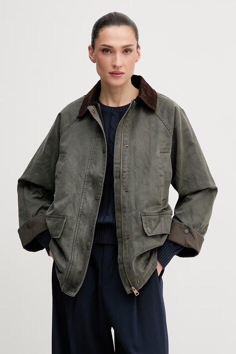 Jakna U.S. Polo Assn. WAXED STYLE SHORT boja: zelena, za prijelazno razdoblje, WUP2269