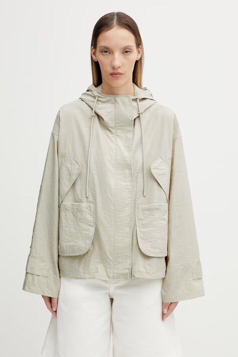 Maison Kitsuné Sporty Windbreaker kurtka przejściowa damska beżowa QW02203WQ4077