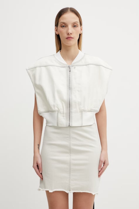 Rick Owens DRKSHDW bezrękawnik jeansowy Tatlin kolor beżowy przejściowy DS01F4717.DMW