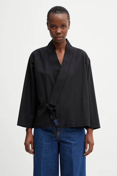 Kenzo Jacket marynarka damska z lnem czarna FF52UV0329RU