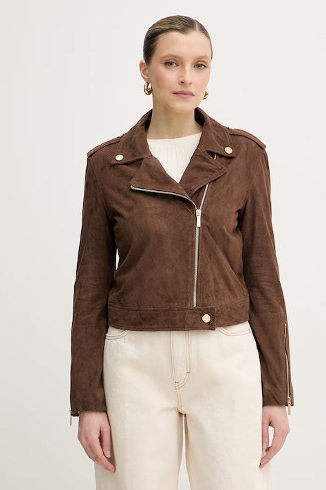 Armani Exchange Кожаная куртка женская замшевая коричневая XW001924 AF21549