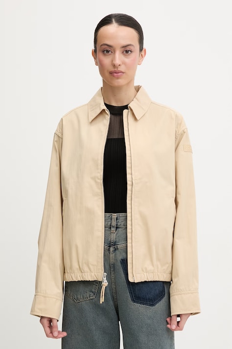Napapijri krótka kurtka damska z bawełną FRESNEL SHORT beżowa NP0A4I8CN3D1