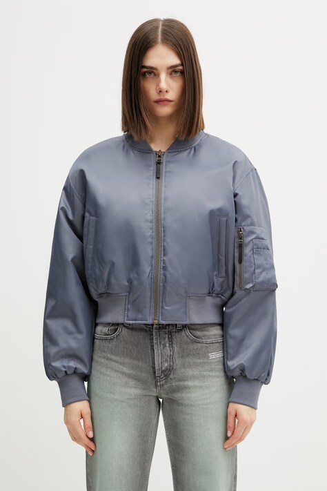 Anine Bing CROPPED LEON BOMBER - DARK GREY women's bomber jacket gray A.01.12156.GRY37
