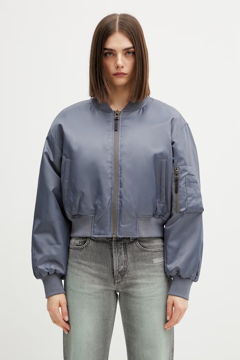 Anine Bing CROPPED LEON BOMBER - DARK GREY women's bomber jacket gray A.01.12156.GRY37