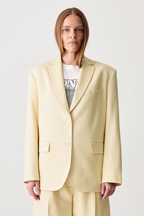 Anine Bing QUINN BLAZER - BUTTER YELLOW jednoredni sako s viskozom za žene zlatni A.01.12159.CRM02