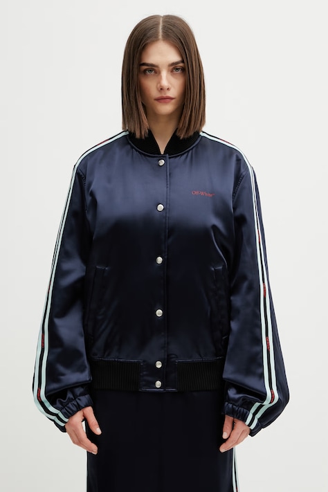 Off-White Bomber γυναικείο με βισκόζη σκούρο μπλε 2EK00OS26FAB001