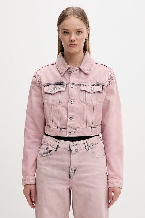 Karl Lagerfeld Jeans džínsová bunda dámska rifľová ružová B2W14035