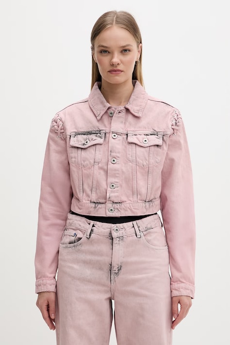 Karl Lagerfeld Jeans τζιν μπουφάν γυναικείο ντένιμ ροζ B2W14035