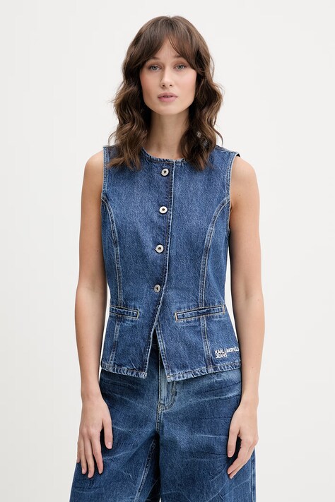 Karl Lagerfeld Jeans mellény női farmer kék B2W14039