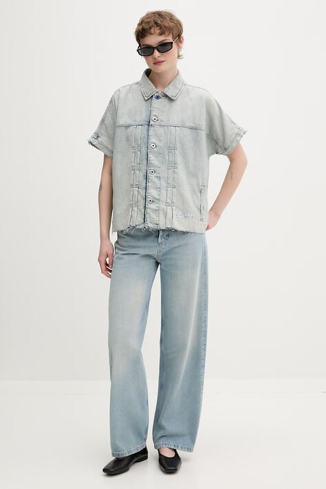 Karl Lagerfeld Jeans kurtka jeansowa damska bawełniana niebieska B2W14036