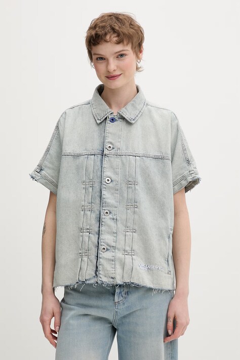 Karl Lagerfeld Jeans джинсова куртка жіноча бавовняна — SS26-KUD0MD, блакитний — фото 2