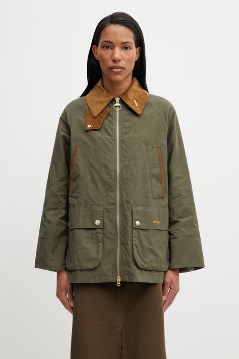 Barbour LSP0310OL72 kurtka przejściowa damska z bawełny zielona Icons Bedale Showerproof