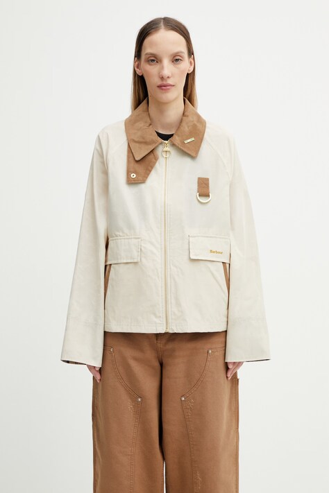 Barbour LSP0311CR31 krótka kurtka damska z bawełną beżowa Icons Spey Showerproof