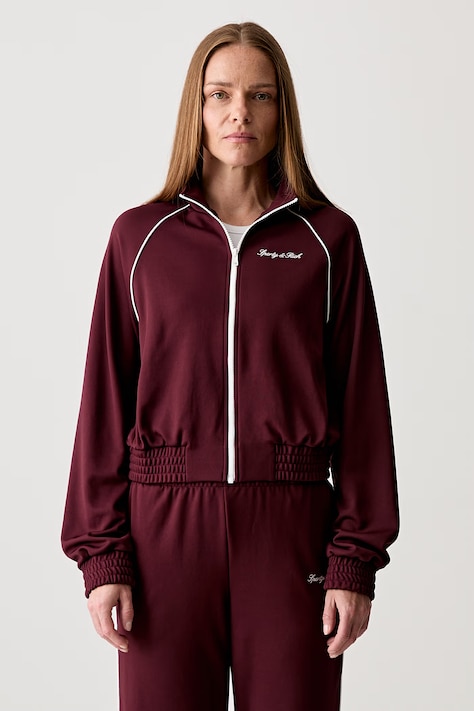 Sporty & Rich Signature Logo Retro Track кофта на замке для женщин бордо JA06675326RE45