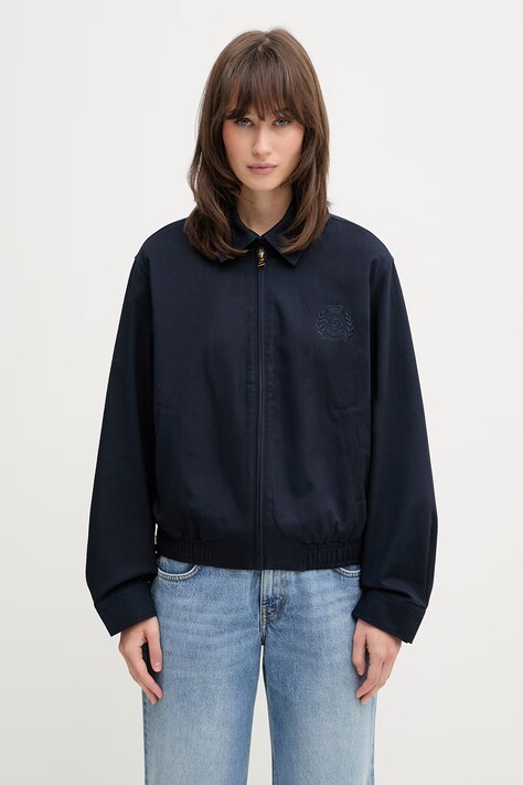 Sporty & Rich NY Crest krótka kurtka damska bawełniana granatowa OW02876243BL106