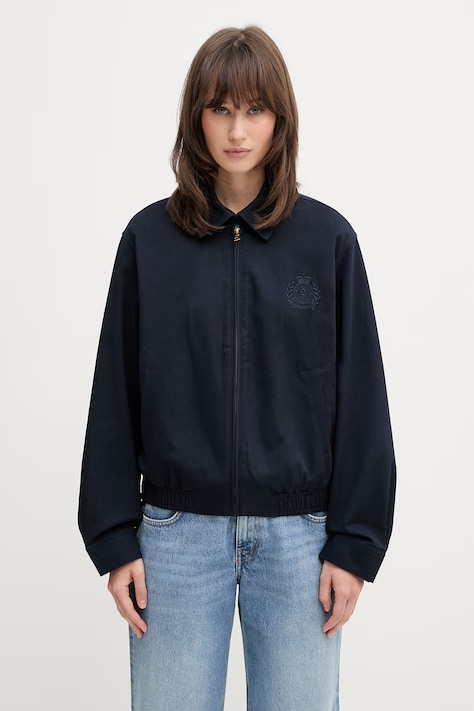 Sporty & Rich NY Crest krótka kurtka damska bawełniana granatowa OW02876243BL106