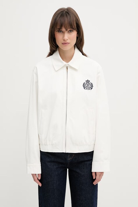 Sporty & Rich NY Crest krótka kurtka damska bawełniana biała OW02876243WH37