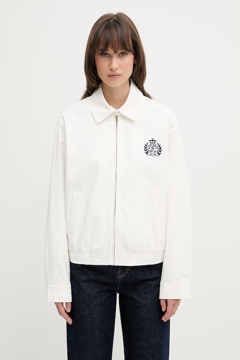 Sporty & Rich NY Crest krótka kurtka damska bawełniana biała OW02876243WH37