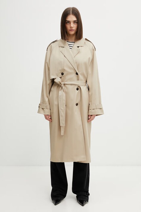 Anine Bing Rickie trench coat cotton with elastane Women's beige A.01.11779