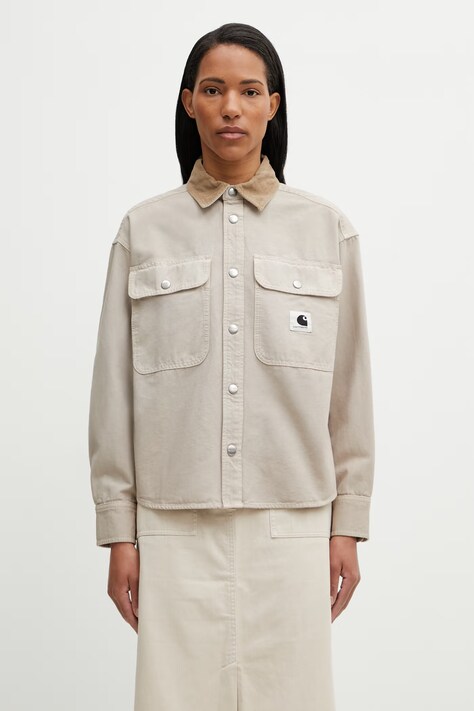 Carhartt WIP W' Prescott Shirt Jac kurtka przejściowa damska bawełniana beżowa I036513.3VYGD
