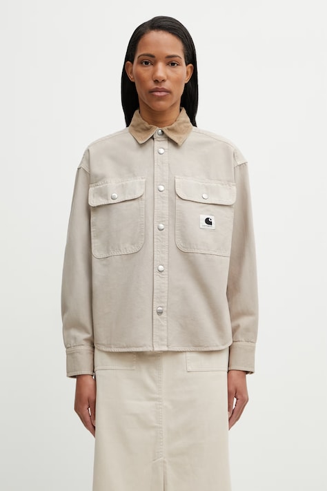 Carhartt WIP W' Prescott Shirt Jac kurtka przejściowa damska bawełniana beżowa I036513.3VYGD