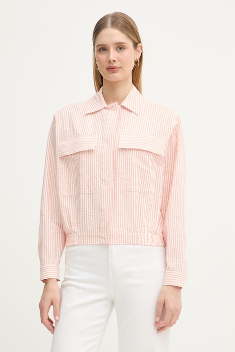 Lacoste kurtka przejściowa damska bawełniana z elastanem różowa BF1036