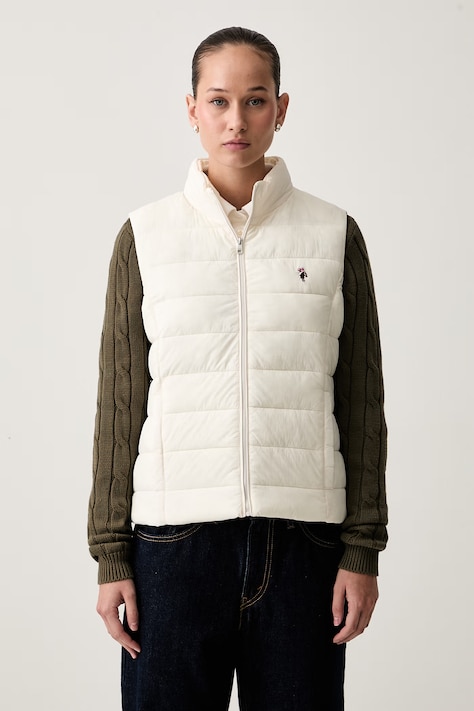 U.S. Polo Assn. vestă pentru femei Lightweight Puffer Gilet bej WUP0367