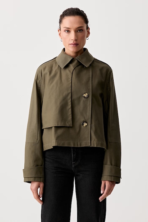 rag & bone κοντή καμπαρντίνα γυναικεία βαμβακερή Jamie πράσινη RAB126S0MOW