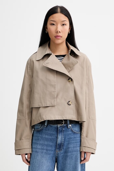 rag & bone krótki trencz damski bawełniany Jamie brązowy RAB126S0MOW