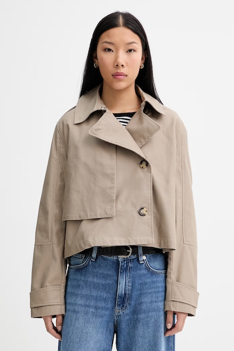 rag & bone krótki trencz damski bawełniany Jamie brązowy RAB126S0MOW