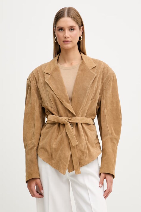ViCOLO kimono bunda dámská kožená béžová TAB0173
