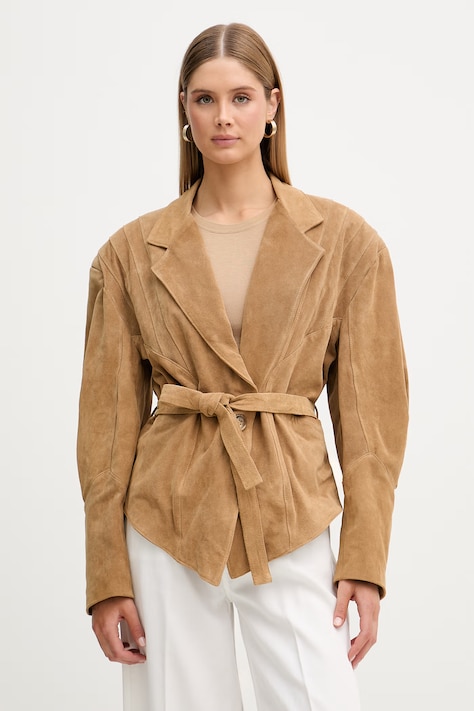 ViCOLO kimono bunda dámská kožená béžová TAB0173