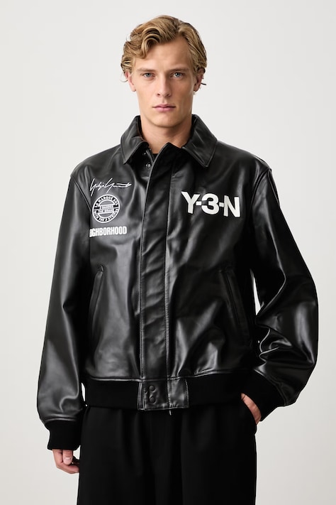 Y-3 Giacca in pelle da uomo nera KT4301