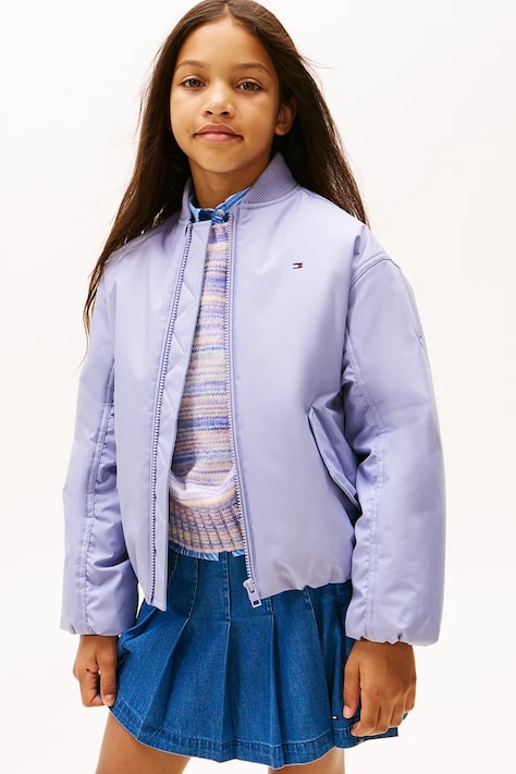 Дитяча куртка Tommy Hilfiger колір фіолетовий KG0KG08927