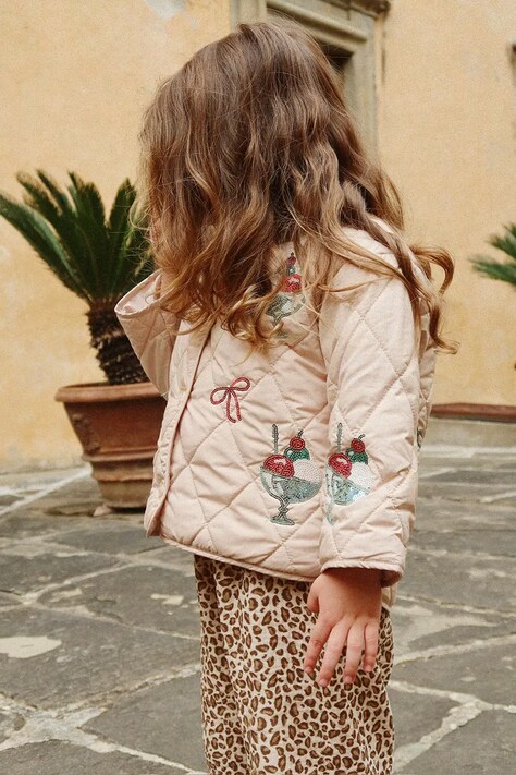 Konges Sløjd kurtka dziecięca FLORA SEQUIN JACKET kolor różowy KS104811