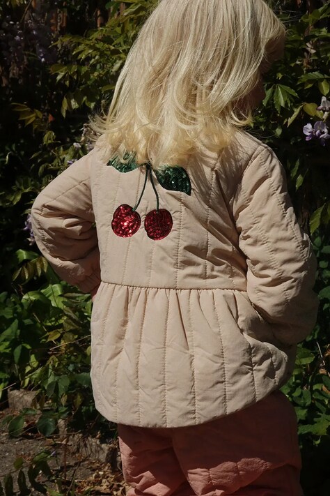 Konges Sløjd kurtka dziecięca JUNA SEQUIN BOMBER JACKET kolor beżowy KS104873