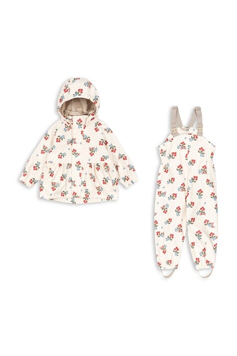 Konges Sløjd spodnie i kurtka dziecięca RAINY PALME SET GIRL kolor beżowy KS105050