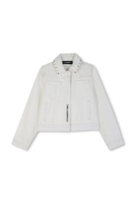 Otroška jeans jakna Karl Lagerfeld bela barva, Z31133