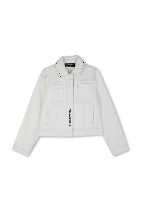 Otroška jeans jakna Karl Lagerfeld bela barva, Z31133