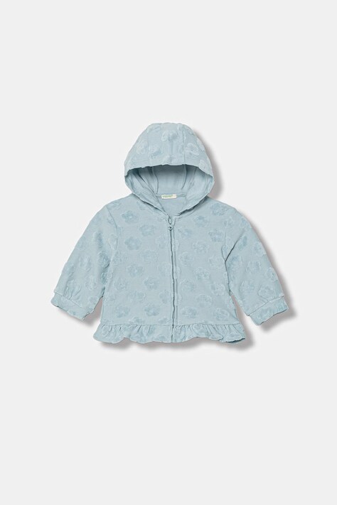 United Colors of Benetton bluza rozpinana z kapturem dziecięca bawełniana niebieska 3VWSA501V