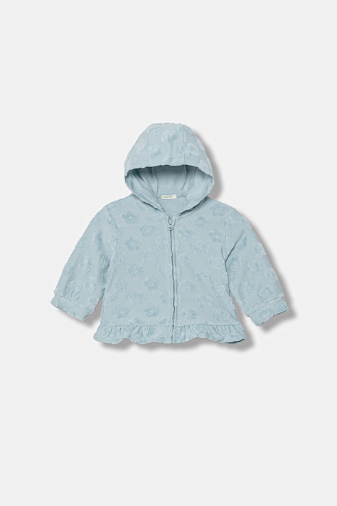 United Colors of Benetton bluza rozpinana z kapturem dziecięca bawełniana niebieska 3VWSA501V